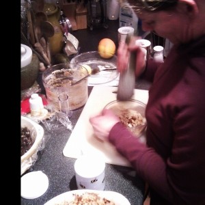 Mum grinding nuts for Christmas Cake (Copyright Corrie B)