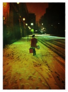 The Birthday Girl heads home through the snow (Copyright Anna S)