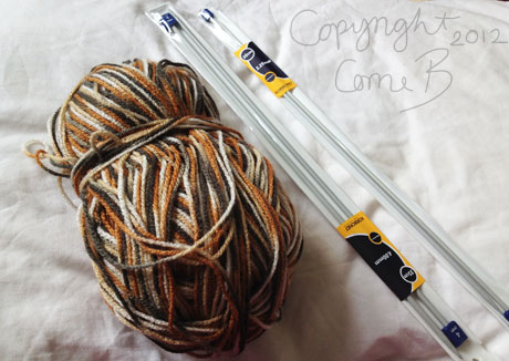 Variegated Yarn before knitting. Variegated Yarn before knitting.