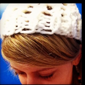 Me and mah "Hospital Hat", knitted during one of my appts.