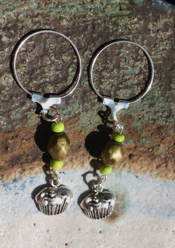 Green stitch markers made from Grace beads.