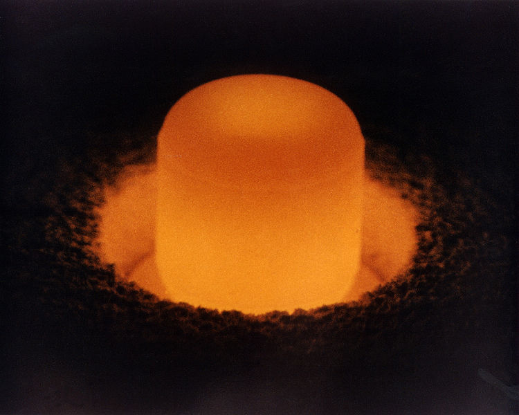Glowing plutonium in the furnace. Glowing plutonium in the furnace.
