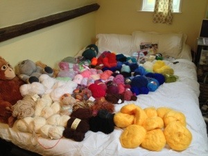 Our double bed COVERED IN YARN. Our double bed COVERED IN YARN.