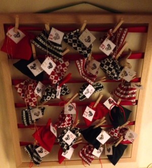 The advent calendar hanging on our wall. The advent calendar hanging on our wall.