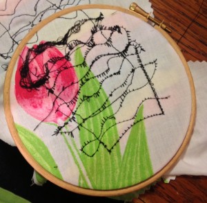 A royal mess at the back of some machine embroidery. A royal mess at the back of some machine embroidery.