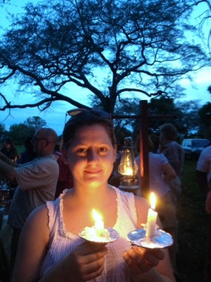 Me on Christmas Eve with candles at carols.