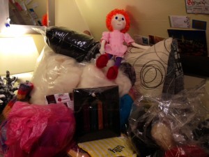 Skinny Liz lounging about on our stash.