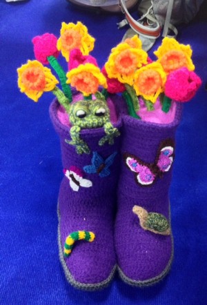 Close-up of competition entries. I love these wellies!