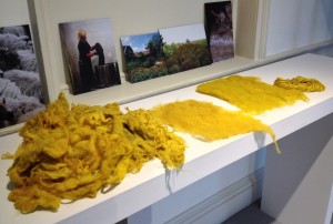 Some dyed pieces - look at the sheen on that yarn at the back!