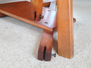 Collapsed treadle, with leather removed.