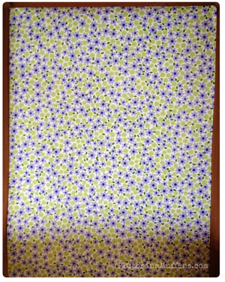 Blue and green flowery lining paper.