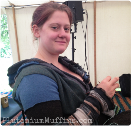 Knitting at a folk festival.