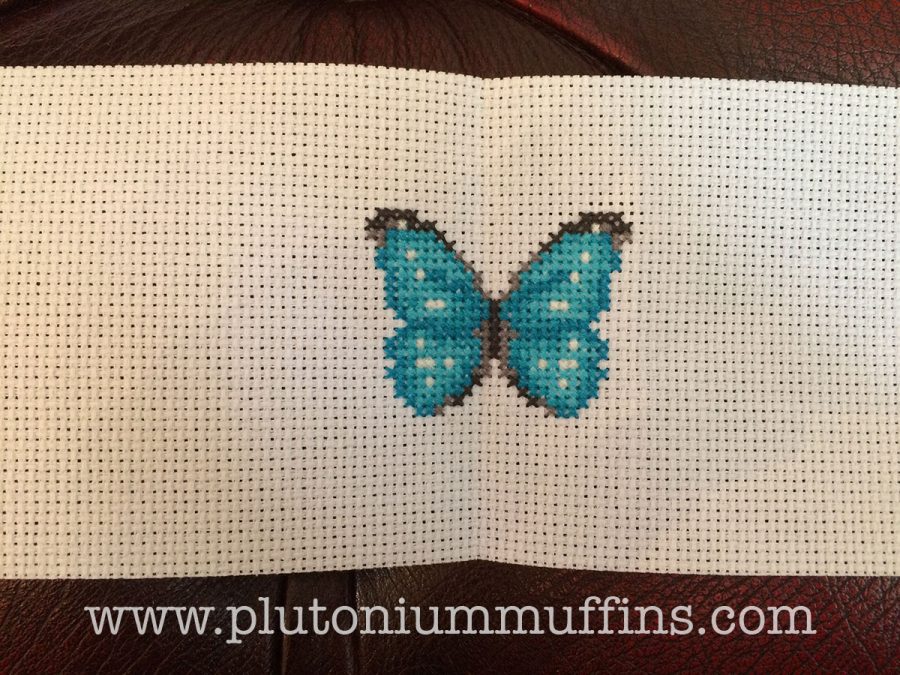 A gift card butterfly that came with Cross Stitch Crazy in April 2016.