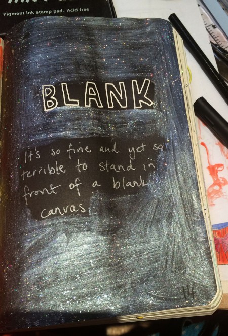 Completed page from the Wreck This Journal - "leave this page BLANK on purpose"