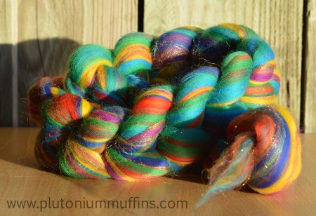 Here's 100g of Blazing Rainbows roving for you!