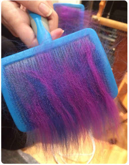 Blending violet and indigo merino.