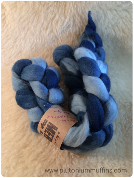 Indigo-dyed blue merino, a gift from Melanie.