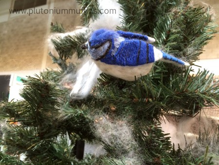 A tiny bluebird in a fir tree. The detail in this project was fantastic.