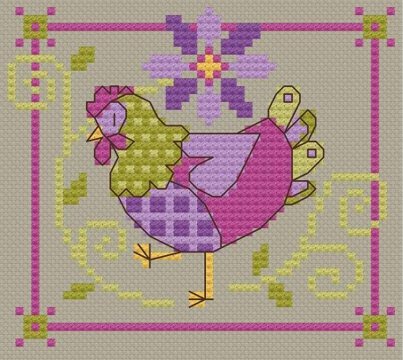 Chicky chicky! Cross stitch chicken.
