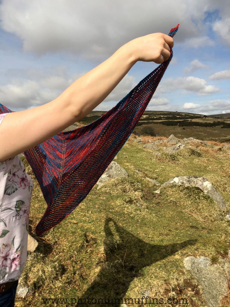 We were trying to get artistic photos of the shawl, but the wind and the sun were at funny angles!