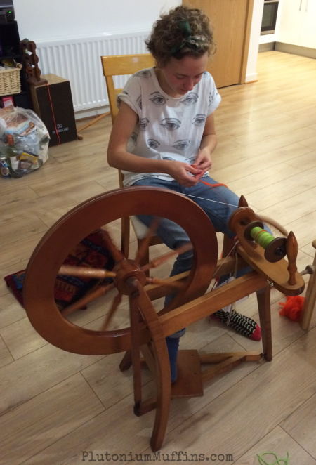 And here Craft Boss has a go at spinning for the first time.