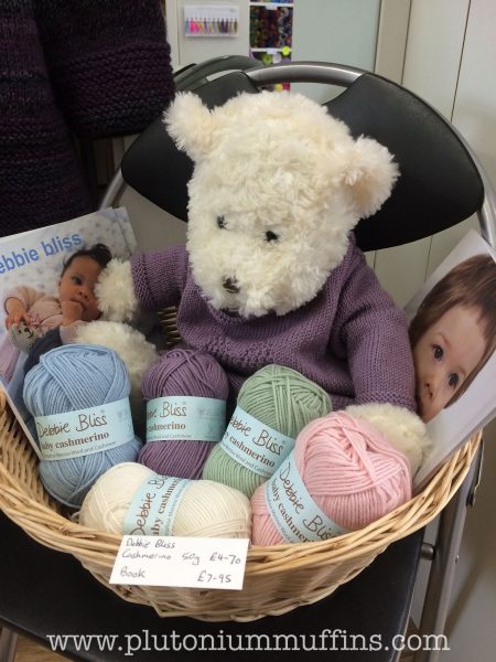 A Debbie Bliss display, loving the teddy bear!