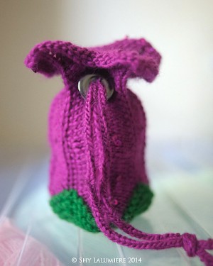 Dice-bag by Shy Lalumiere, I adore the colours. It looks like a little flower! Copyright Shy Lalumiere 2014.