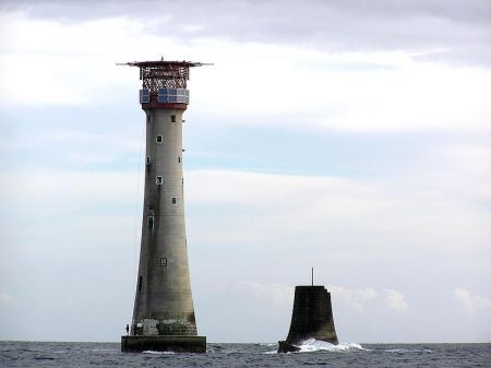 The Douglas Lighthouse stands next to the base of the original Smeaton's Tower.