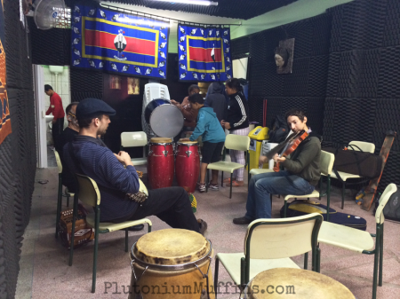 Joining in on a drumming workshop in ACER.