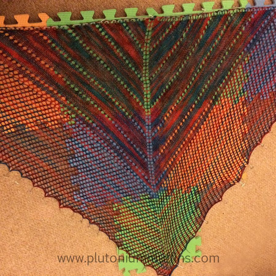 Blocking the shawl.