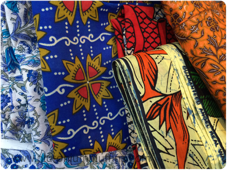 African and Indian fabrics to sew into clothes for me. If I think I can deal with the colours and designs!