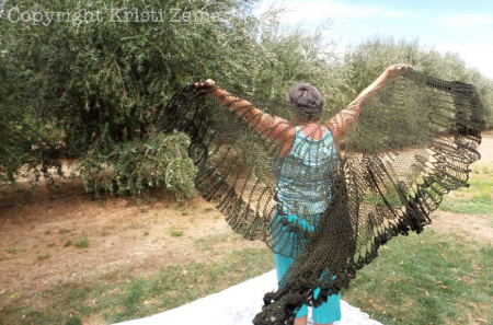 A gorgeous flowing crochet shawl by Kristi Zemas.