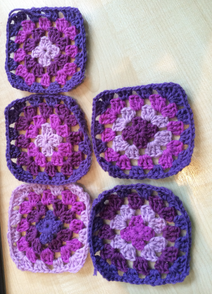 My five little granny squares!
