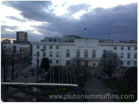 View of Hackney Town Hall from the Hackney Attic.