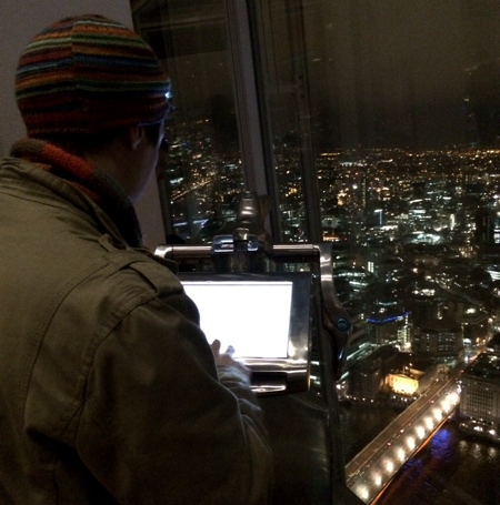 JS looking for our house on the digital telescope. JS looking for our house on the digital telescope.