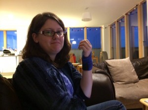 Wrist brace following doctor's advice.