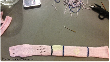 Stitching samples from knitting machine.