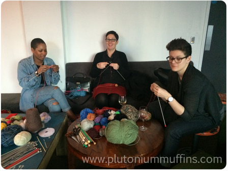 Knitting Tutors - Kareem on the left and the Travel Knitter (Larissa) in the middle.