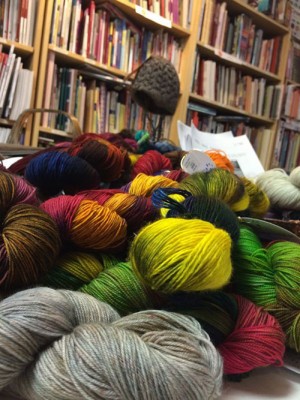 A pile of yarny goodness (I really don't know how JS resisted diving head first into this pile of joy)