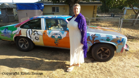 Kristi Zemas wearing her beautiful Butterfly Shawl.