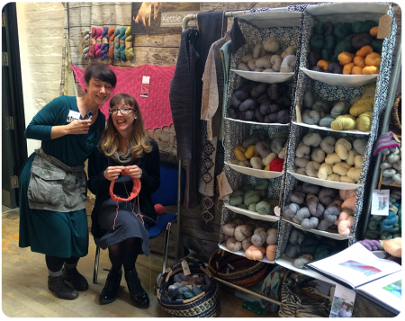 Linda and Renee at their stand at Unravel.