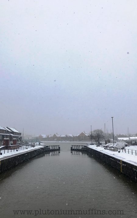 Lock at half mast, looking towards the whole of Bristol harbour.