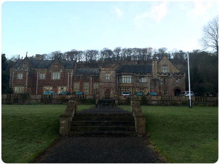 Halsway Manor, just as the sun is rising on a Tuesday morning.