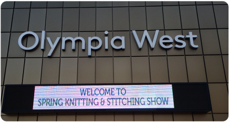 Entering the Spring Knitting and Stitching Show from the side-entrance (smaller queues, FYI!)