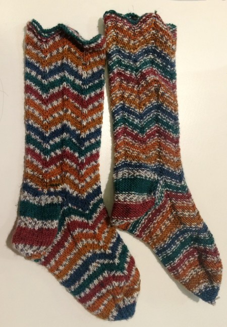 The socks side by side - on the right is inside out, which is totally wearable!