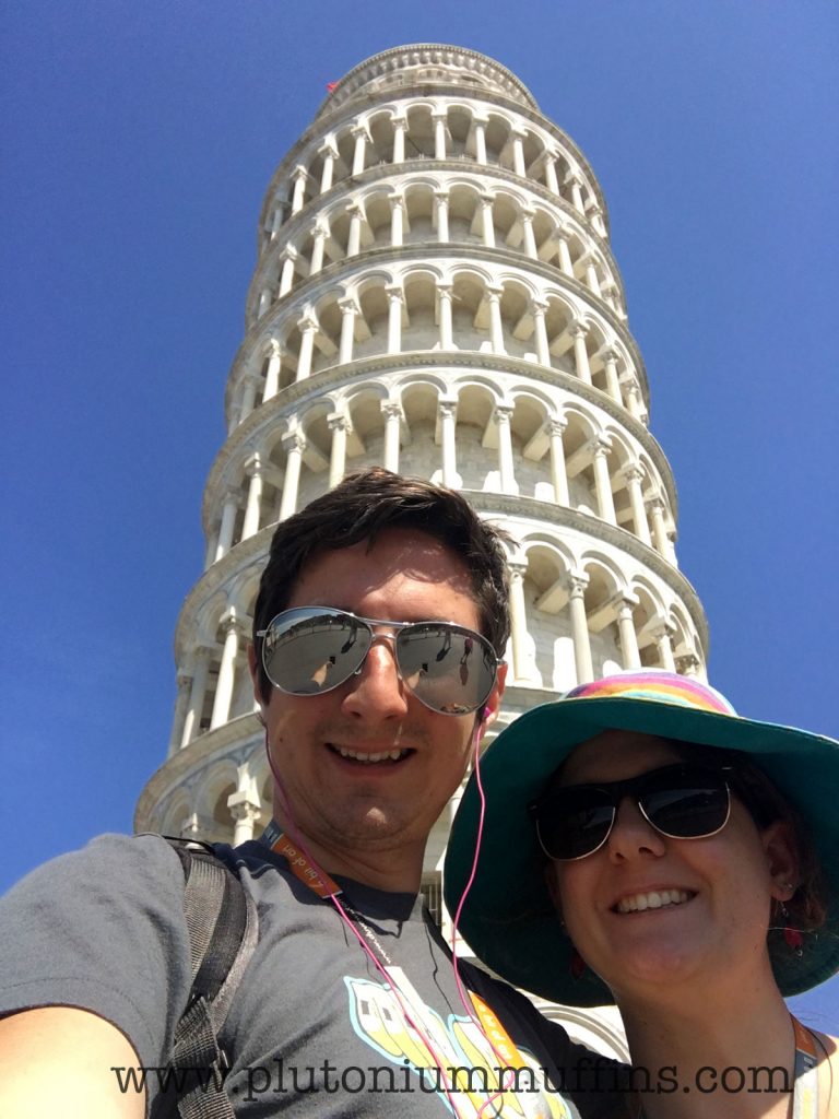 The leaning tower of Pisa with John