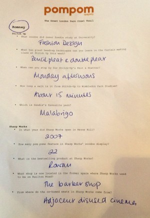 Pompom Pub Quiz - Team Romney answers.