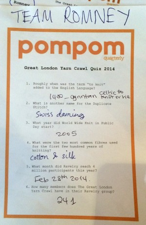 Pompom Pub Quiz - Team Romney answers.