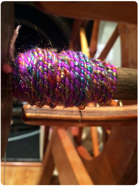 Starting to ply the yarn.