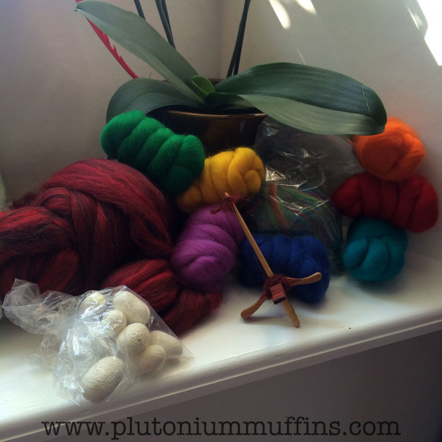 Raw materials ready to be spun into my yarn.